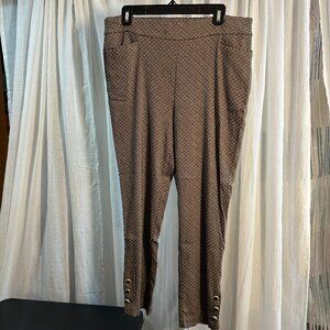 Chico's Brown Graphic Print Pattern Pants, Chico Size 2.5 (US 14) 3 Button Ankl